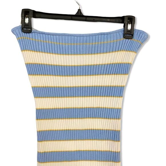 NWT More To Come Lesley Ribbed Strapless Dress in Striped Blue knit Revolve S - Picture 6 of 8
